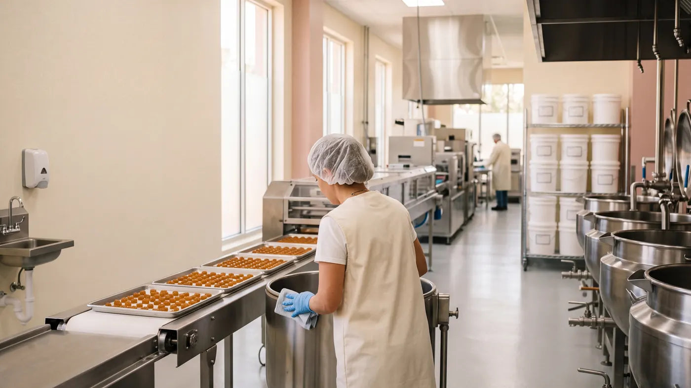 Storyboard reference of a production floor. Not a photograph of the facility.