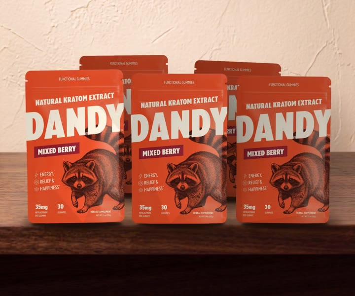 Dandy Mixed Berry pouches stocked on a wooden shelf
