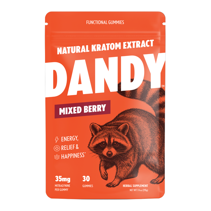 Dandy Mixed Berry Gummies pouch, 30 gummies, 35 mg mitragynine per gummy